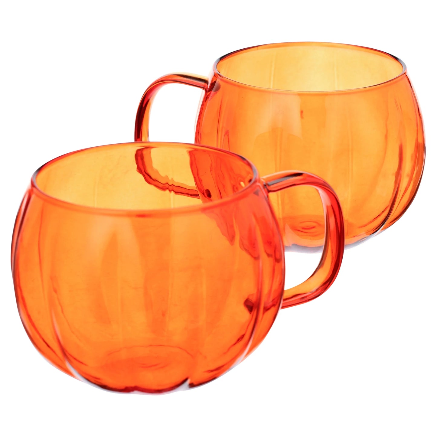 Orange Glass Pumpkin Mug 4 Pack Drinkware Sets