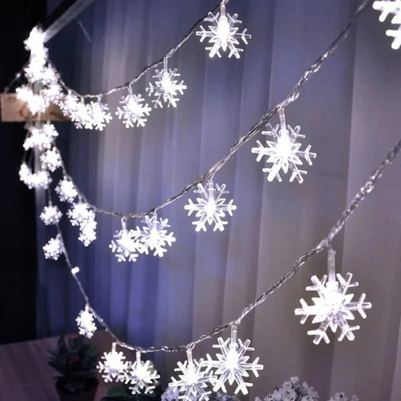 10/20/80Leds Snowflake String Garland Fairy Lights Usb/Battery Powered Christmas Tree Holiday New Year Bedroom Decoration Lamps