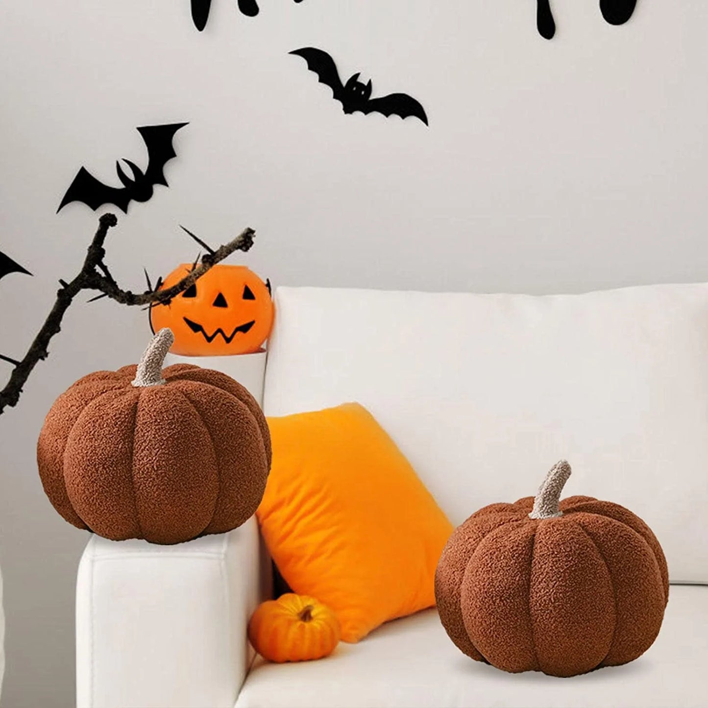 Plush Pumpkin Pillow Pumpkin Throw Pillows, Decorative Pillows Ball Pillow Stuffed Pumpkin Plush Toy, Cute 3D Shaped Teddy Pumpkin Pillows