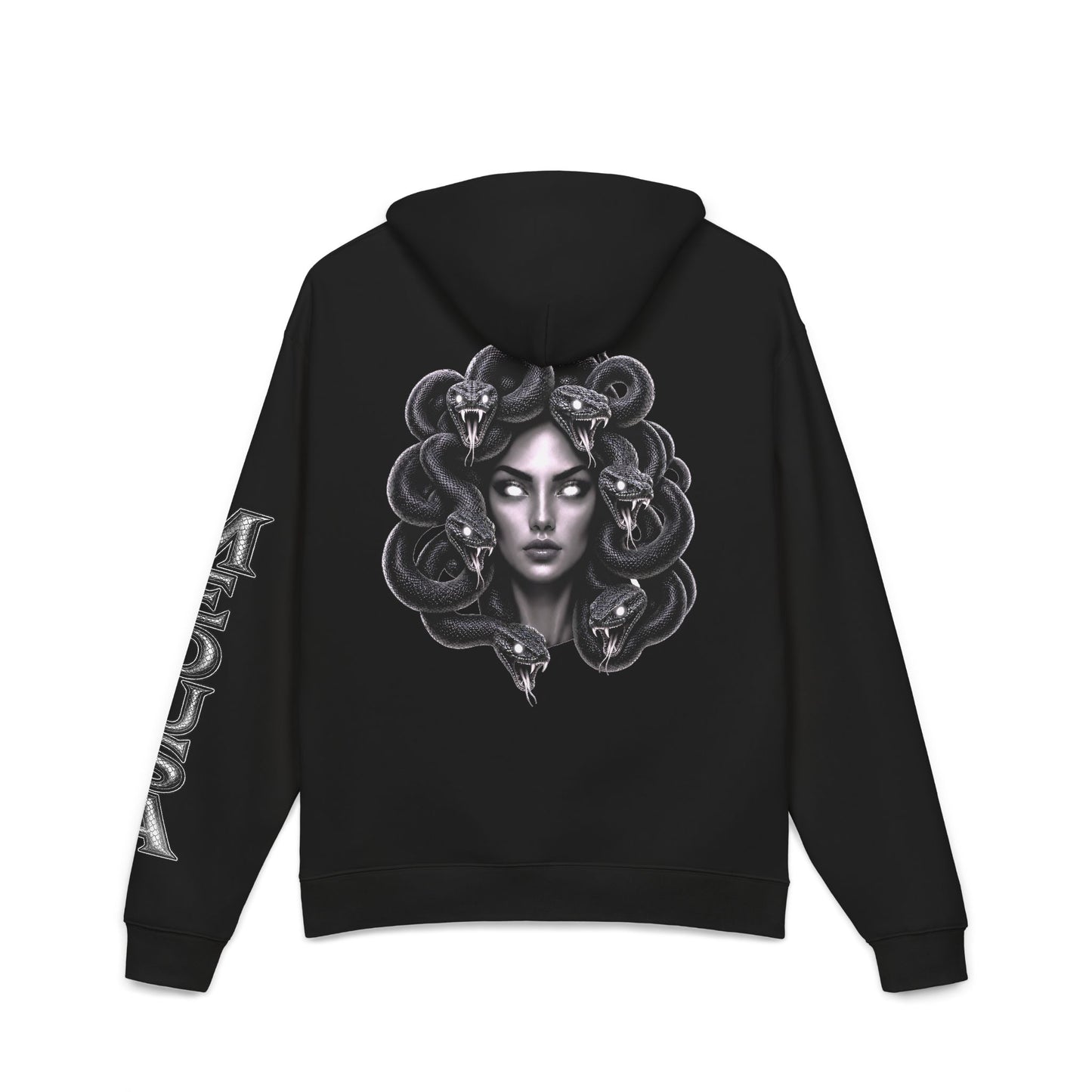 UNISEX MEDUSA BLACK & WHITE HOODIE — Dark Mythology Snake Head Sweatshirt