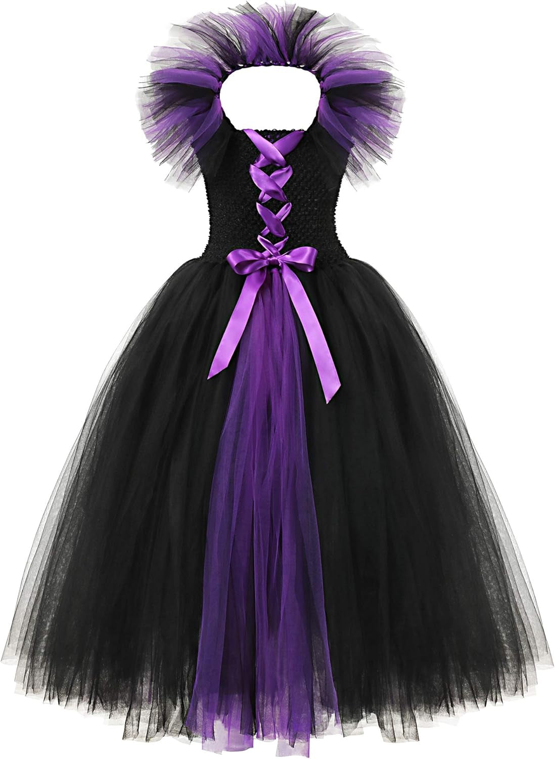 Maleficent Costume Dress up Toddler Kids Baby Girls Witch Evil Queen Tutu Dress for Halloween Cosplay