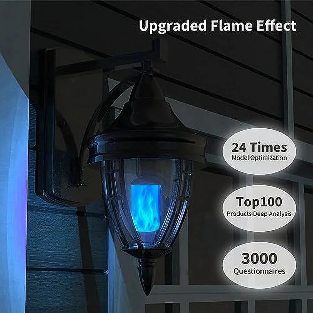 Upgraded LED Flame Light Bulb, 4 Modes Fire Flame Light Bulbs with Upside down Effect, E26 Base Flickering Light Bulbs for Halloween, Party, Outdoor, Indoor, Halloween Decor (2 Pack)