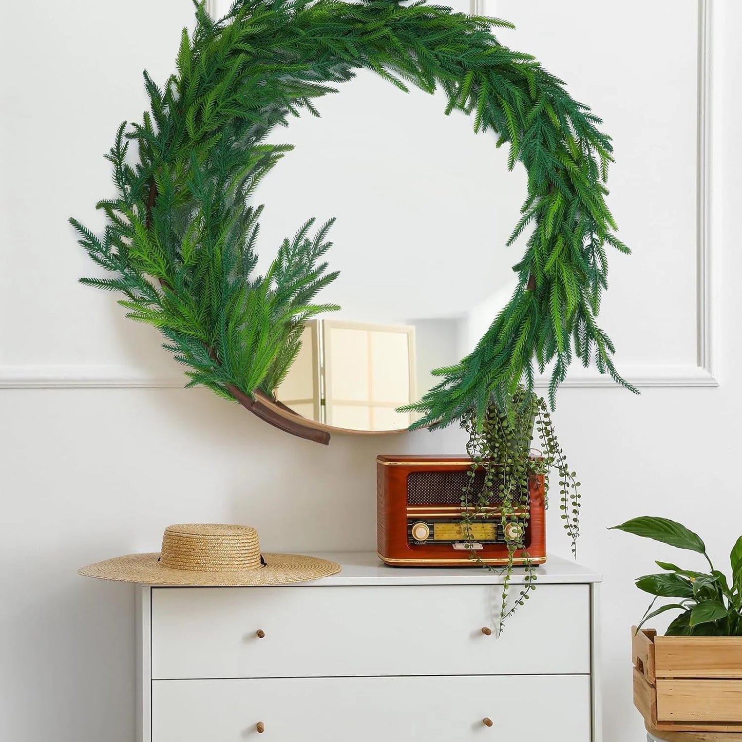 6Ft Christmas Garlands Norfolk Pine Garland Faux Greenery Pine Garland for Indoor Holiday Decor