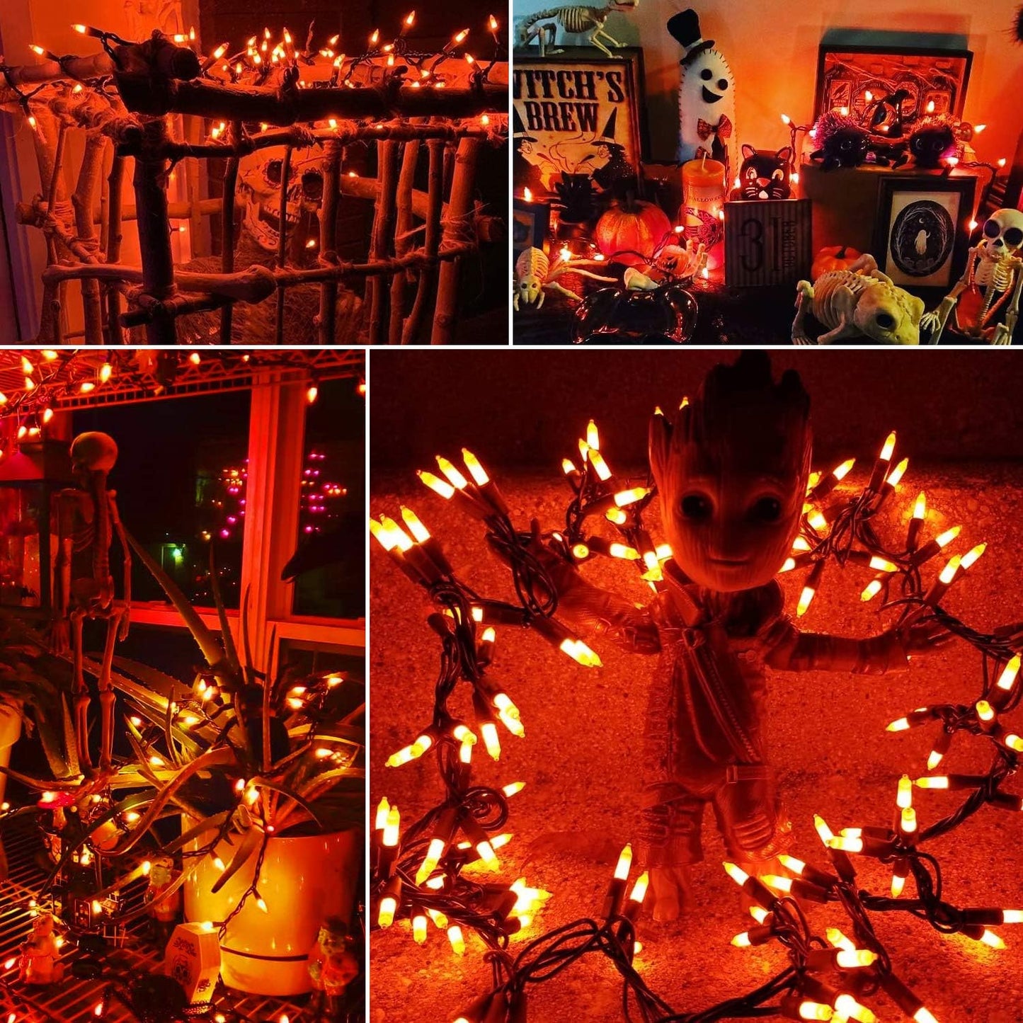 Orange Halloween String Lights, 2 Packs Total 43.26Ft 200 Count Incandescent Orange Lights, 120V UL Certified Connectable Halloween Mini Light for Indoor/Outdoor Spooky House & Party Decor