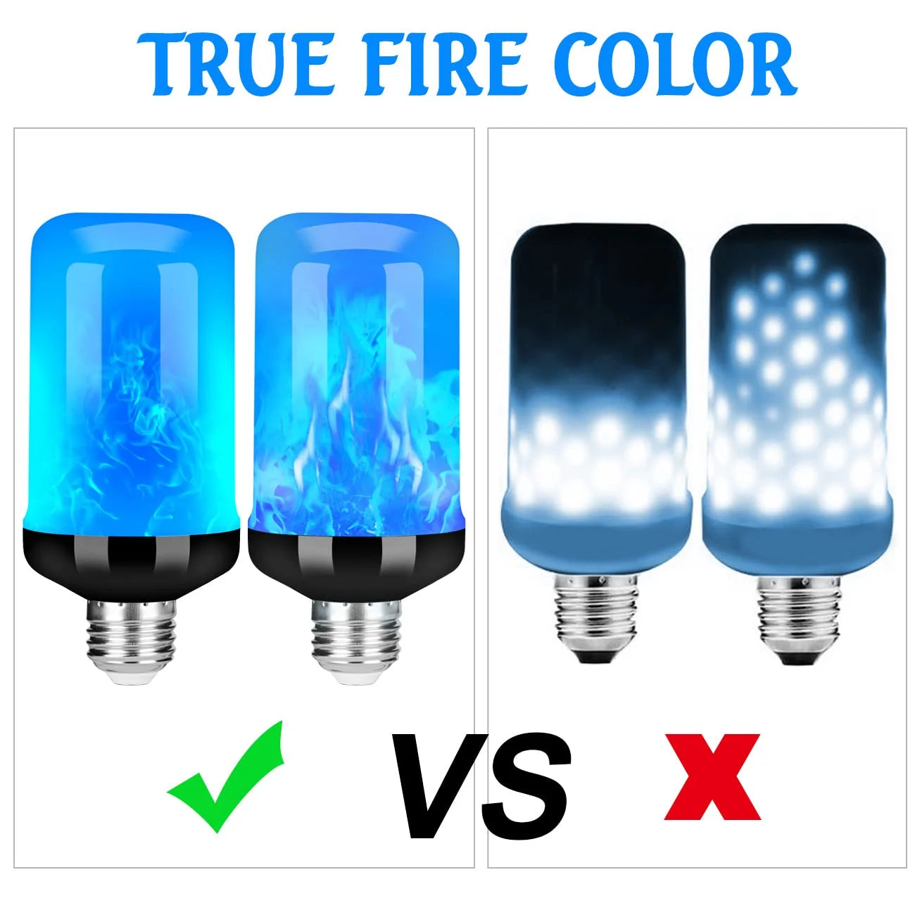 Upgraded LED Flame Light Bulb, 4 Modes Fire Flame Light Bulbs with Upside down Effect, E26 Base Flickering Light Bulbs for Halloween, Party, Outdoor, Indoor, Halloween Decor (2 Pack)