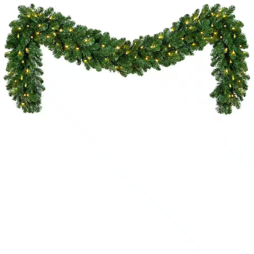 9 Ft. Pre-Lit LED Artificial Oregon Fir Commercial Christmas Garland with 100 Lights