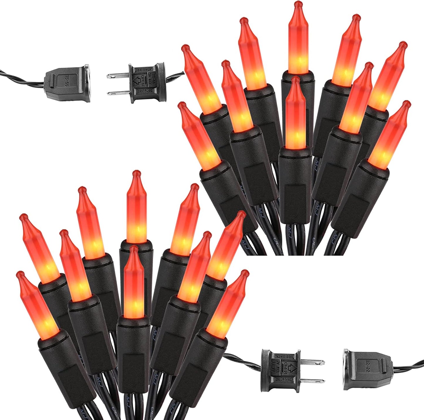 Orange Halloween String Lights, 2 Packs Total 43.26Ft 200 Count Incandescent Orange Lights, 120V UL Certified Connectable Halloween Mini Light for Indoor/Outdoor Spooky House & Party Decor
