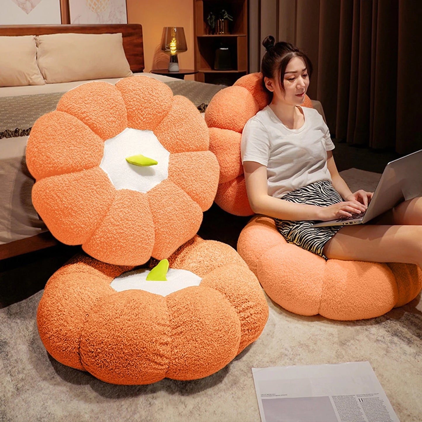 1 Pcs Pumpkin Throw Pillow Fall Thanksgiving Cushion 15.7 X 15.7 Inch 3D Pumpkin Throw Pillow Pumpkin Sofa Throw Pillow Cushion Home Decoration for Car Bedroom Sofa Couch (Orange)