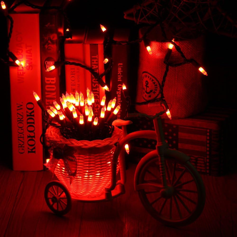 Orange Halloween String Lights, 2 Packs Total 43.26Ft 200 Count Incandescent Orange Lights, 120V UL Certified Connectable Halloween Mini Light for Indoor/Outdoor Spooky House & Party Decor