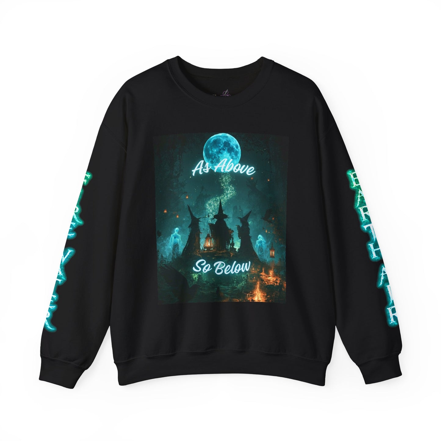 WOMENS WITCH CREWNECK SWEATSHIRT — "As Above So Below" w/ Sleeve Designs
