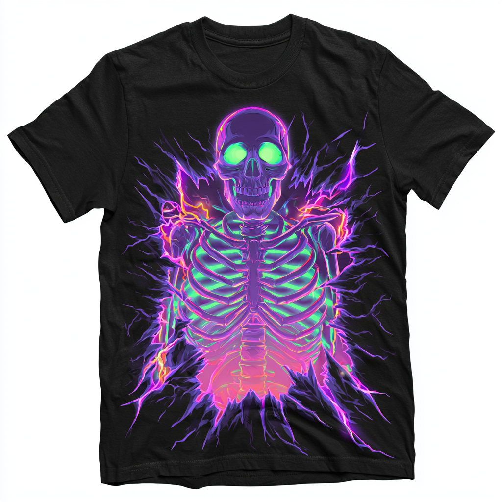 UNISEX NEON Halloween Skeleton T-SHIRT