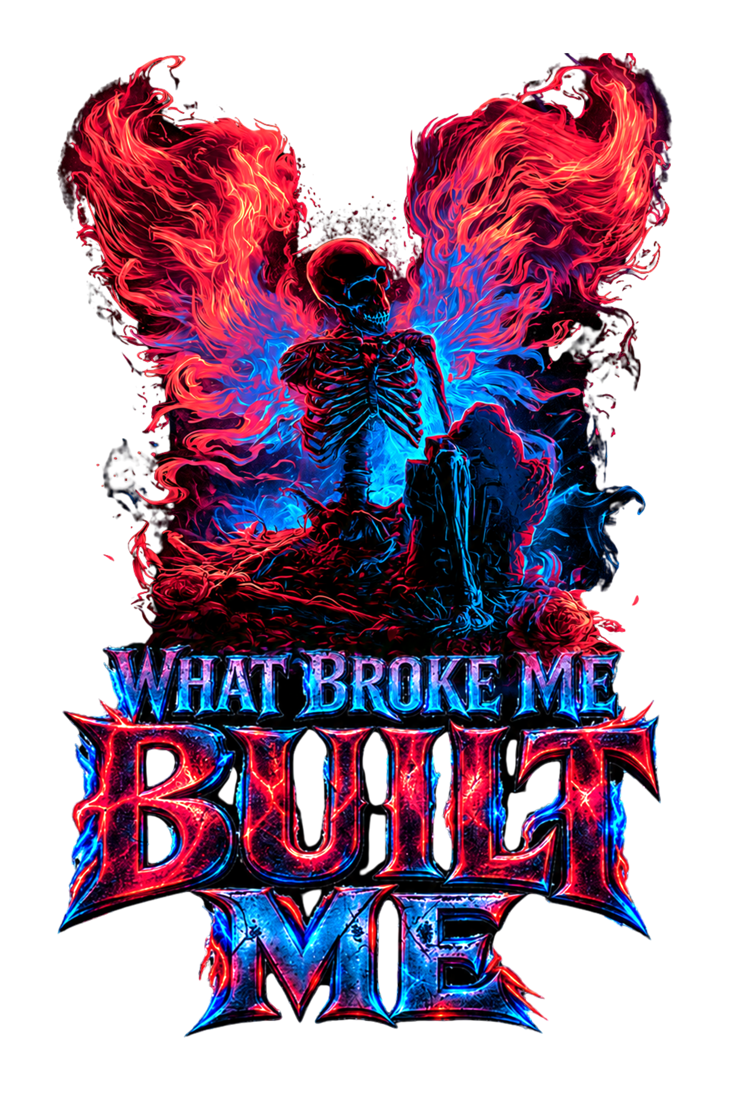 UNISEX LONG SLEEVE T-SHIRT — "What Broke Me Built Me" Neon Angel Graphic