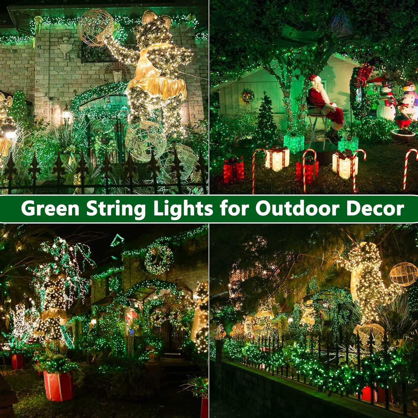 Christmas Lights 100FT 300 LED String Lights with 8 Modes Timer Connectable Waterproof Plug-In Fairy Lights for Home, Garden, Party, Holiday, Tree, Christmas Decorations (Green)