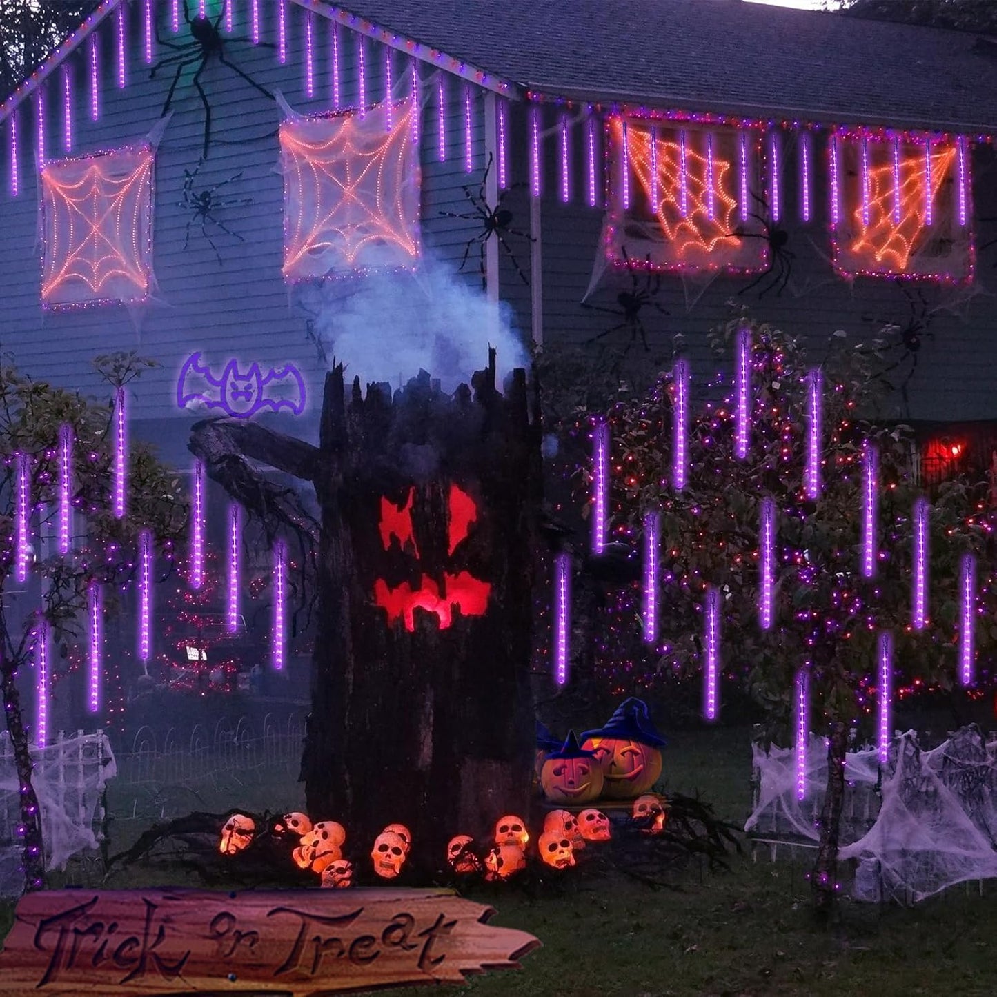 Purple Solar Meteor Shower Lights for Tree Party Holiday Garden Christmas Outdoor