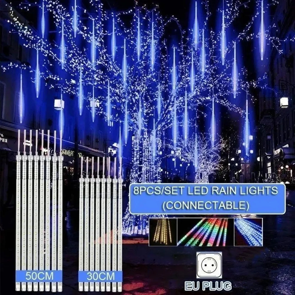 50Cm EU Plug Meteor Shower Rain Street Garlands for Outdoor Garland Fairy Garden Lights Wedding Holiday Lighting