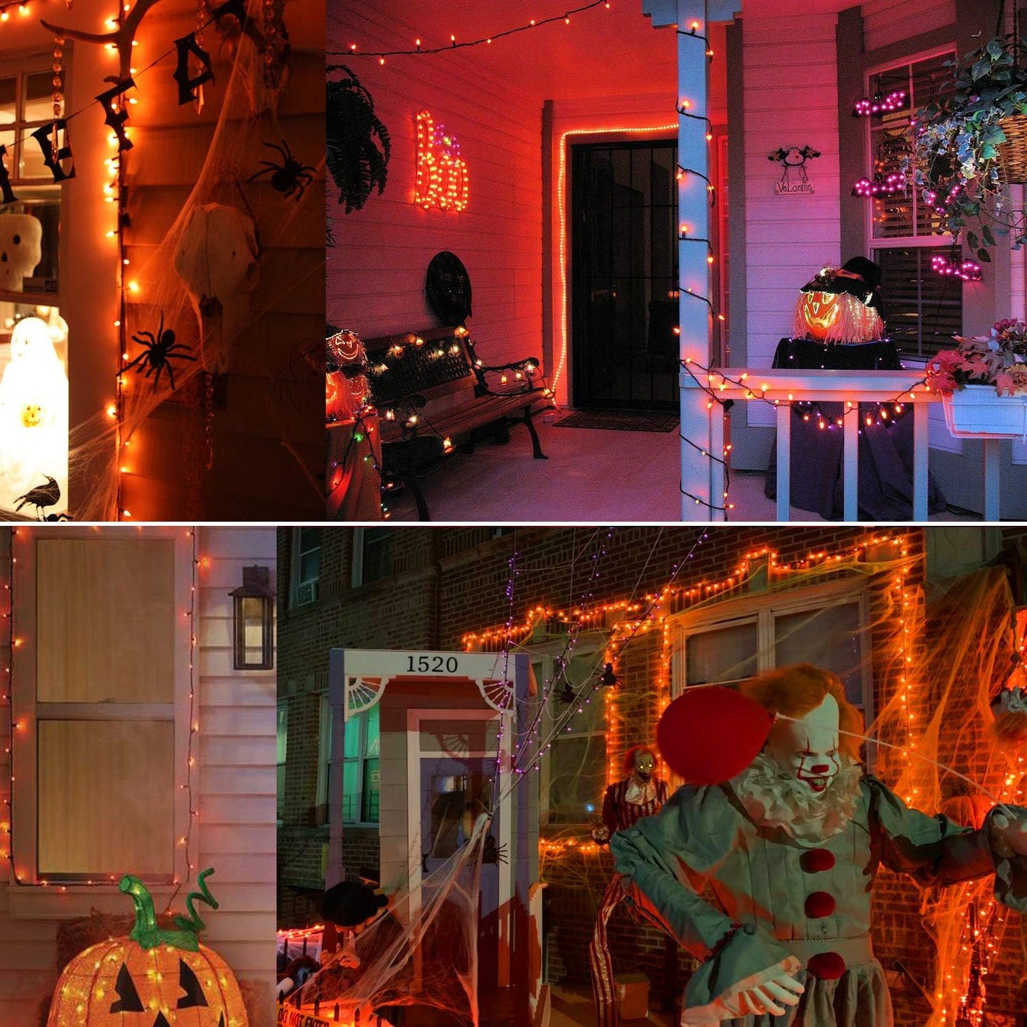 Orange Halloween String Lights, 2 Packs Total 43.26Ft 200 Count Incandescent Orange Lights, 120V UL Certified Connectable Halloween Mini Light for Indoor/Outdoor Spooky House & Party Decor