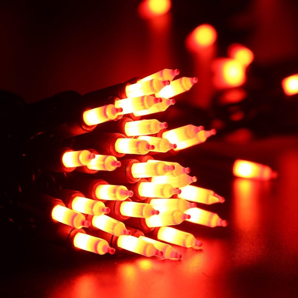 Orange Halloween String Lights, 2 Packs Total 43.26Ft 200 Count Incandescent Orange Lights, 120V UL Certified Connectable Halloween Mini Light for Indoor/Outdoor Spooky House & Party Decor