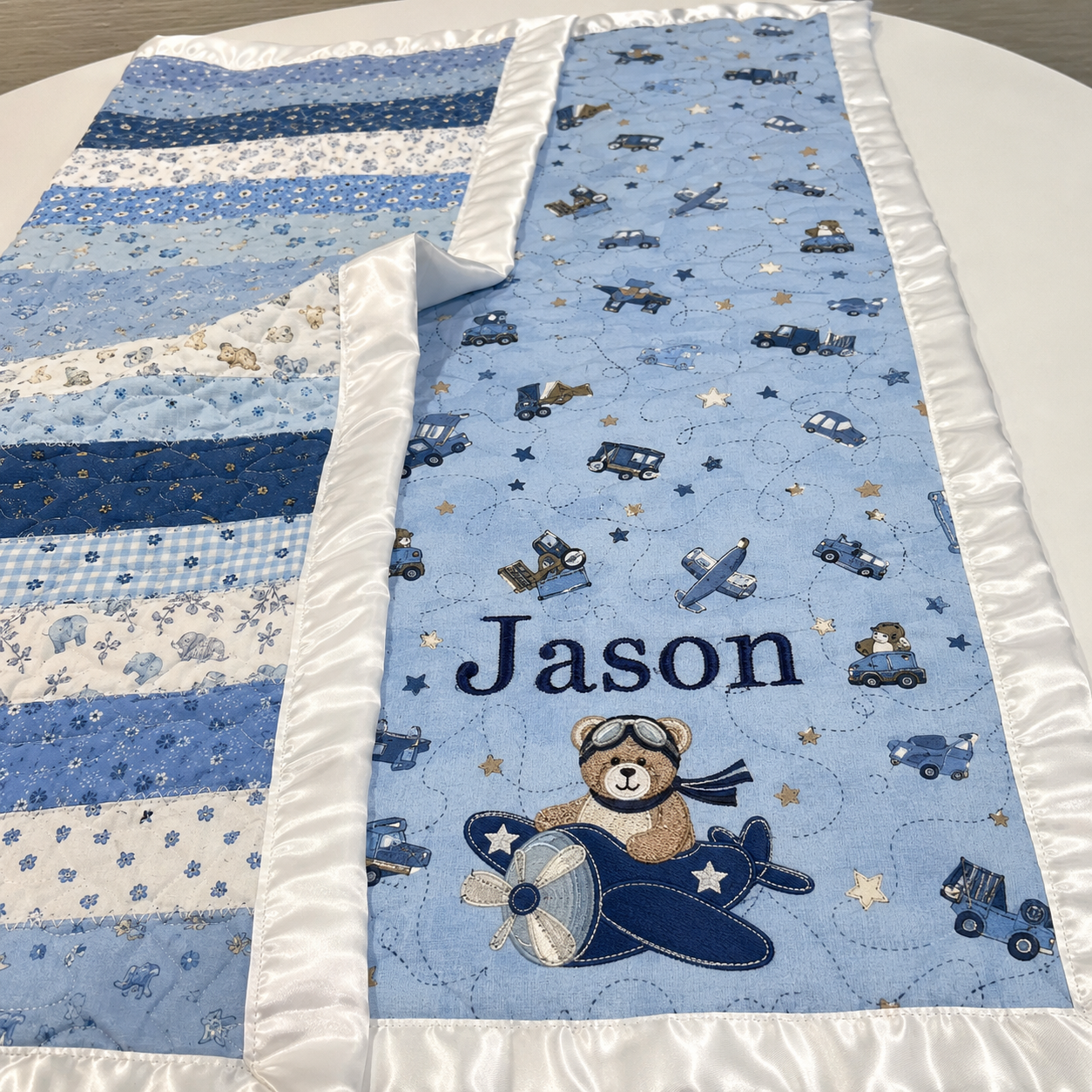 CUSTOM BABY QUILT WITH SATIN EDGE