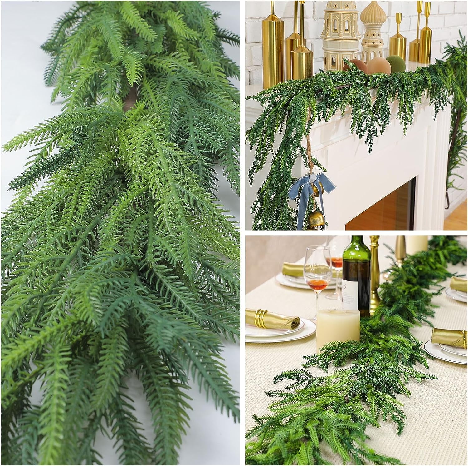 6Ft Christmas Garlands Norfolk Pine Garland Faux Greenery Pine Garland for Indoor Holiday Decor