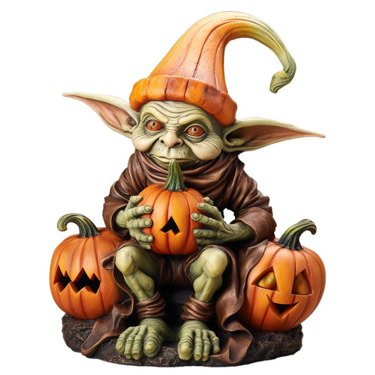 Halloween Pumpkin Alien Resin Statue Garden Decoration Outdoor Art Ornaments for Garden Patio Halloween Decor Witchy Halloween Centerpiece Halloween Pumpkin Outdoor Decorations