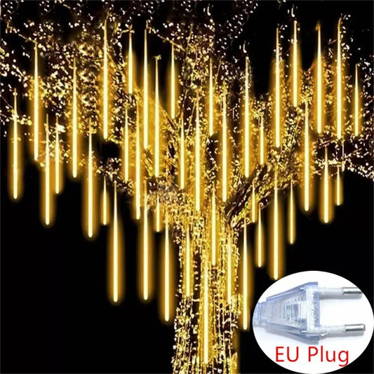 50Cm EU Plug Meteor Shower Rain Street Garlands for Outdoor Garland Fairy Garden Lights Wedding Holiday Lighting