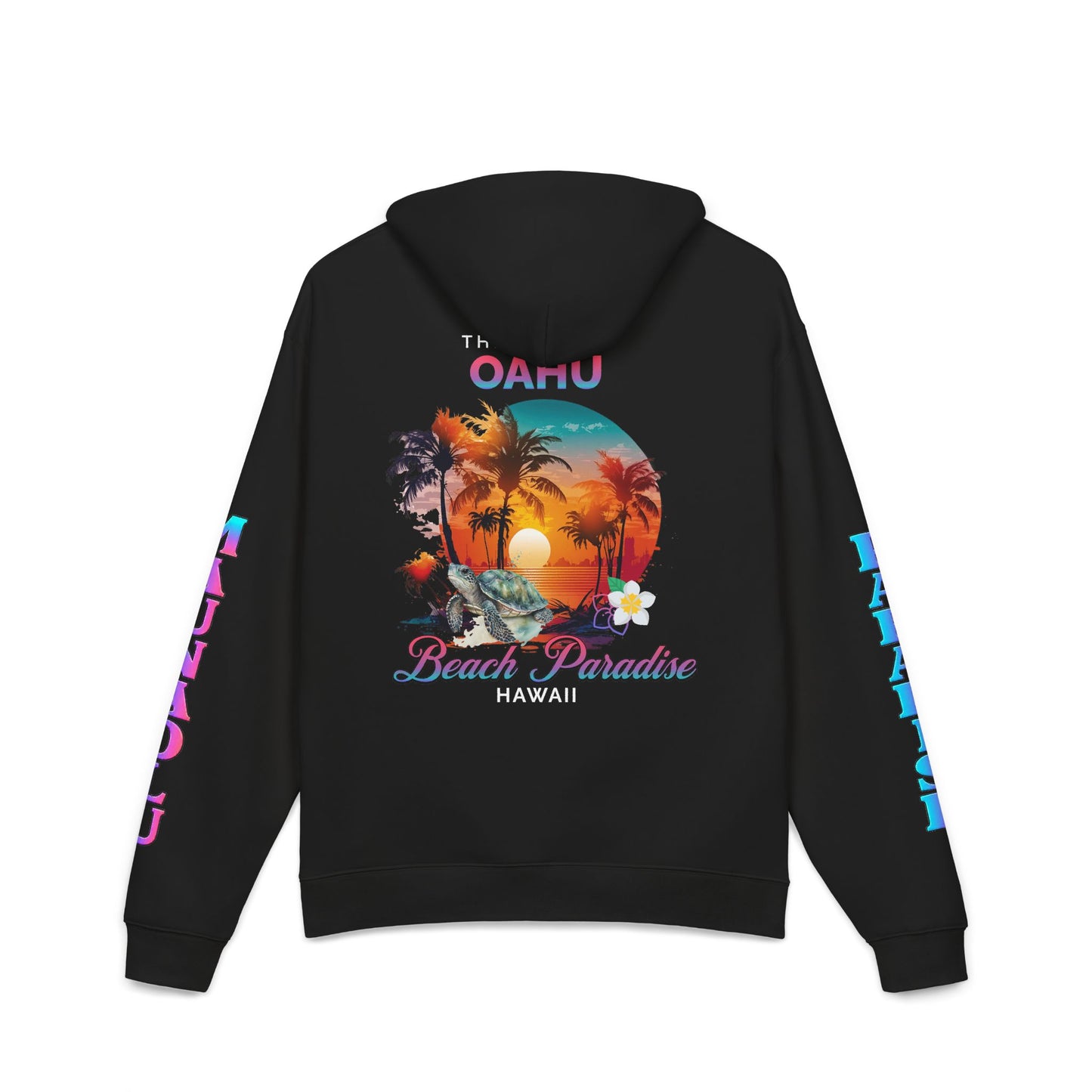 WOMENS PREMIUM HOODIE - Oahu Hawaii Beach Paradise with sleeve design