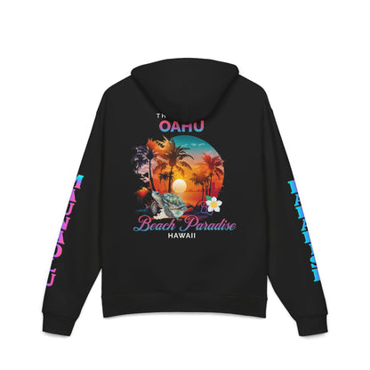 WOMENS PREMIUM HOODIE - Oahu Hawaii Beach Paradise with sleeve design
