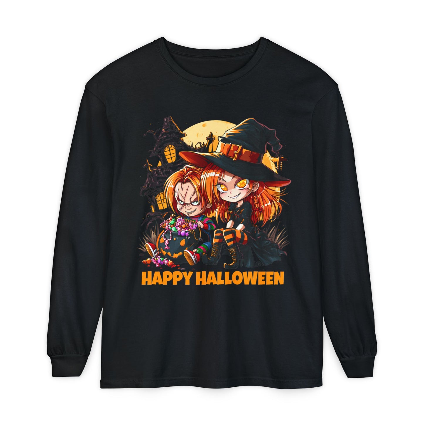 WOMENS HALLOWEEN WITCH LONG SLEEVE T-SHIRT — Happy Halloween Graphic