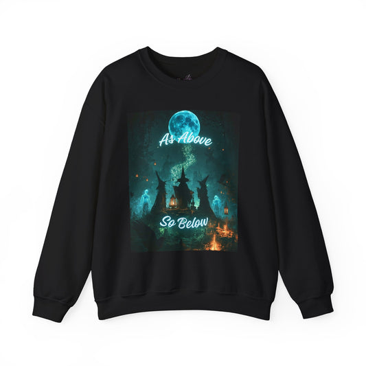 WOMENS WITCH CREWNECK SWEATSHIRT — "As Above So Below" NO SLEEVE DESIGN