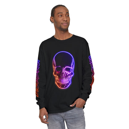 HALLOWEEN NEON SKULL - LONG SLEEVE TEE w/ Sleeve Designs