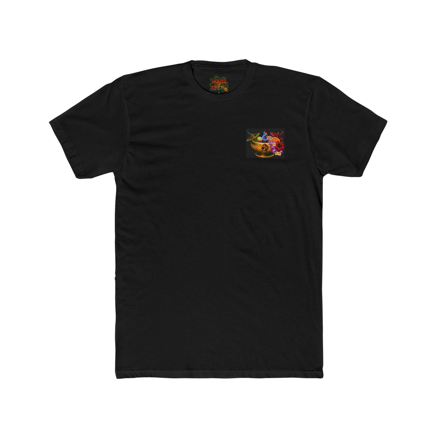 Unisex T-Shirt — "Meet Me at the Tiki Bar" Back Design Tropical Sunset Pocket Tee