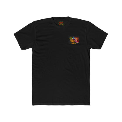 Unisex T-Shirt — "Meet Me at the Tiki Bar" Back Design Tropical Sunset Pocket Tee