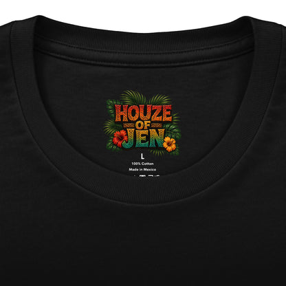 Unisex T-Shirt — "Meet Me at the Tiki Bar" Back Design Tropical Sunset Pocket Tee