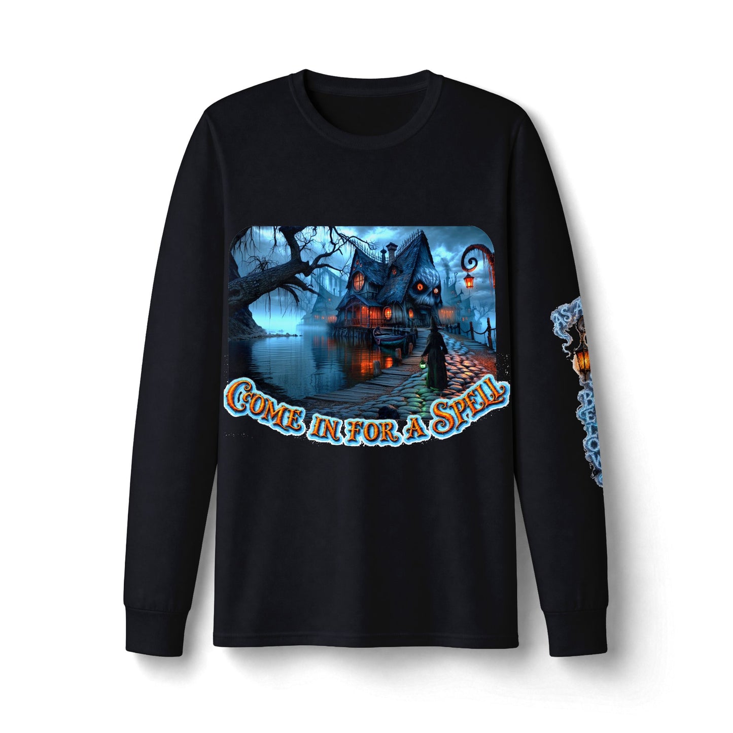 UNISEX HALLOWEEN WITCH HOUSE LONG SLEEVE TEE — "Come In For A Spell"