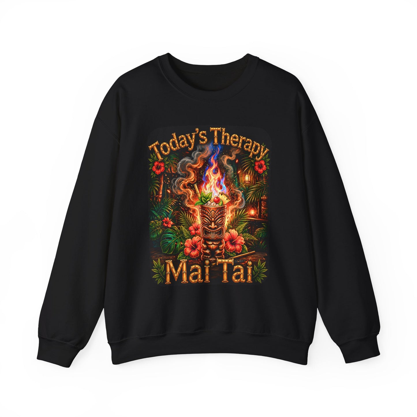 MAI TAI CREWNECK SWEATSHIRT – "Today's Therapy: Mai Tai" Tropical Cocktail Graphic