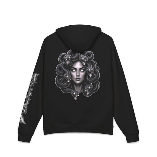 UNISEX MEDUSA BLACK & WHITE HOODIE — Dark Mythology Snake Head Sweatshirt