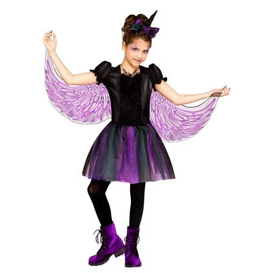 Moonlight Unicorn Girls Childs Dark Fantasy Halloween Costume-L