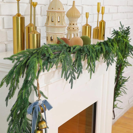 6Ft Christmas Garlands Norfolk Pine Garland Faux Greenery Pine Garland for Indoor Holiday Decor