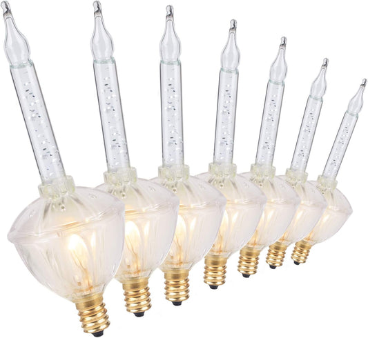 7 Pack Bubble Lights Replacement Bulbs, Traditional Christmas Clear Fluid Lights with Silver Glitter, C7 E12 Candelabra Base, Lamps for Xmas Tree Decoration
