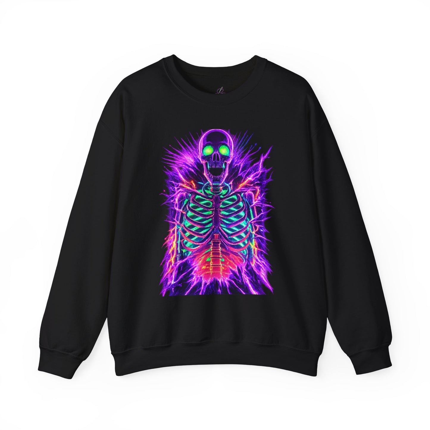 WOMENS CREWNECK SWEATSHIRT - Neon Electric Skeleton w/ custom sleeve options