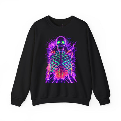 WOMENS CREWNECK SWEATSHIRT - Neon Electric Skeleton w/ custom sleeve options