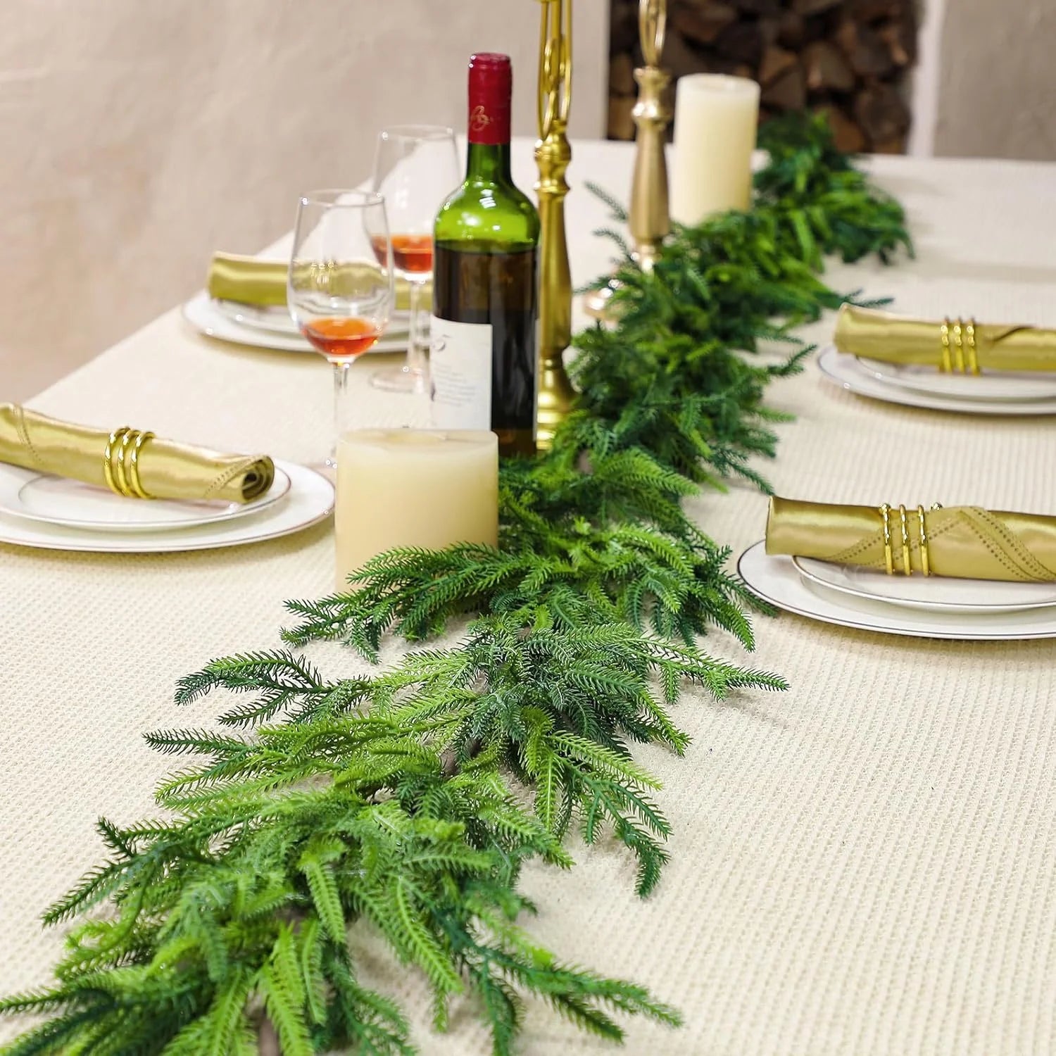 6Ft Christmas Garlands Norfolk Pine Garland Faux Greenery Pine Garland for Indoor Holiday Decor