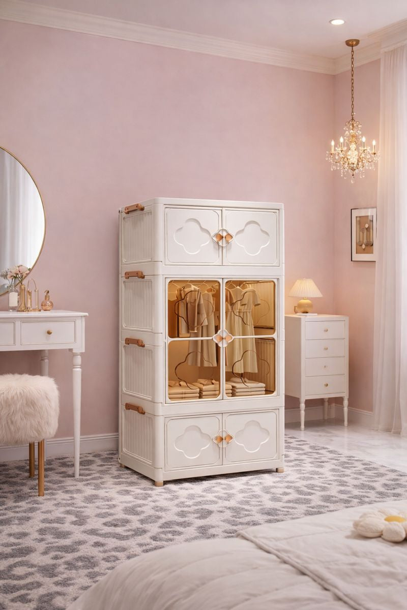 Tiered Luxe Foldable Storage Cabinet on Wheels