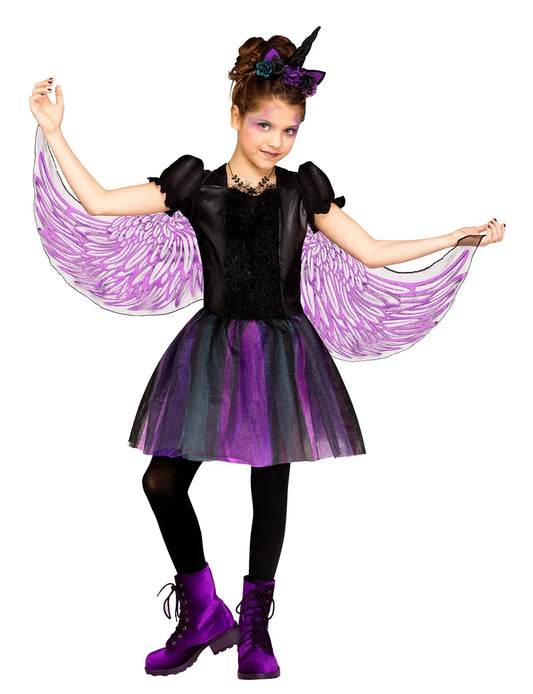Moonlight Unicorn Girls Childs Dark Fantasy Halloween Costume-L