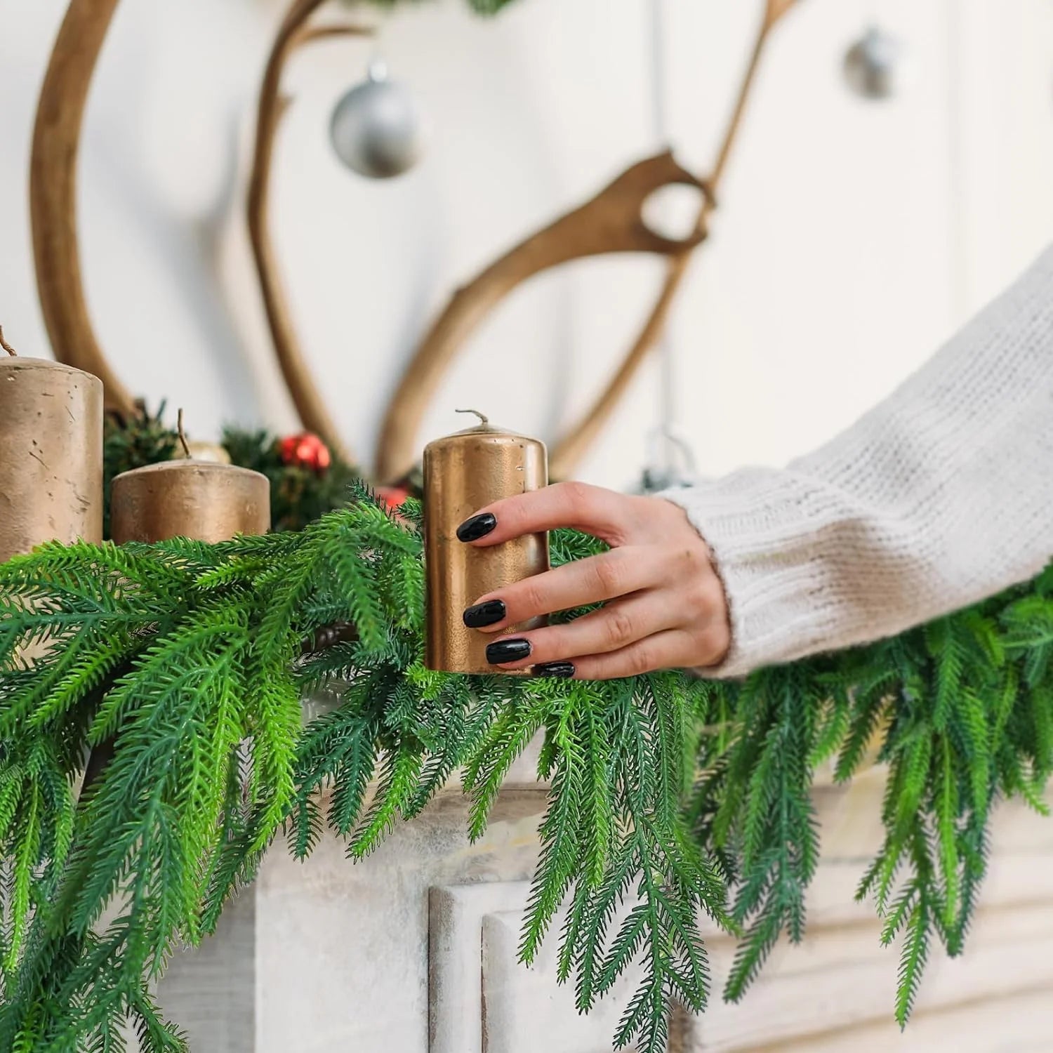 6Ft Christmas Garlands Norfolk Pine Garland Faux Greenery Pine Garland for Indoor Holiday Decor
