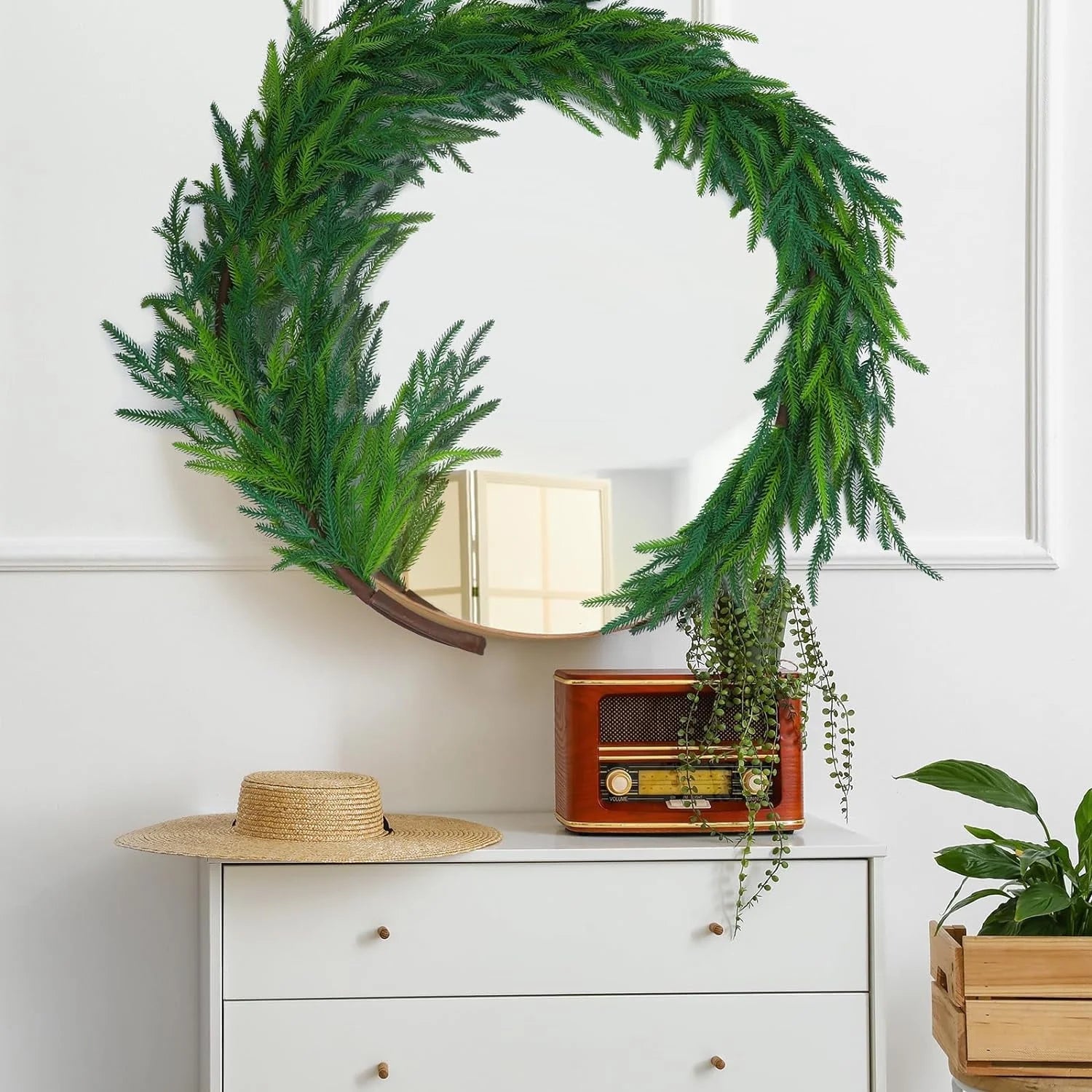6Ft Christmas Garlands Norfolk Pine Garland Faux Greenery Pine Garland for Indoor Holiday Decor