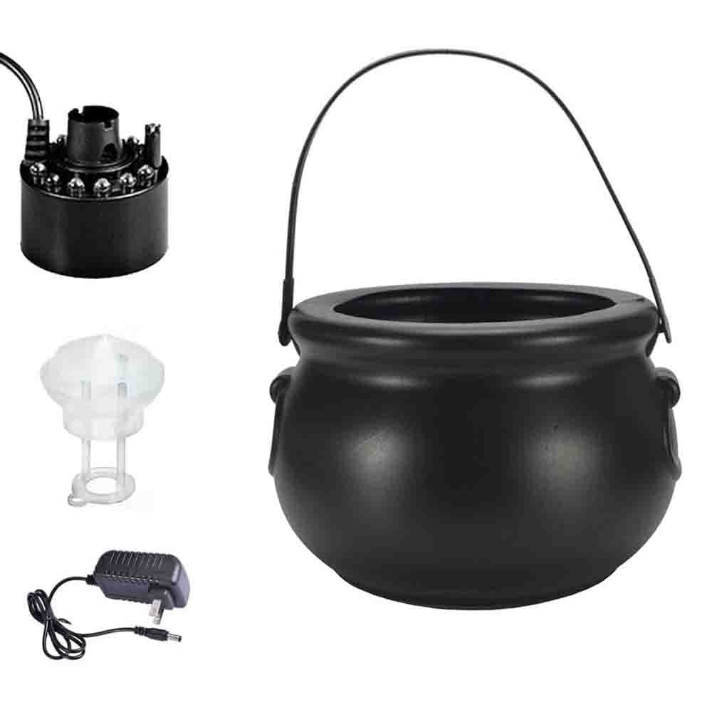 Halloween Party Mist Maker, Halloween Witch Cauldron Fog Maker with 12 LED Lights,Water Fountain Pond Fog Atomizer