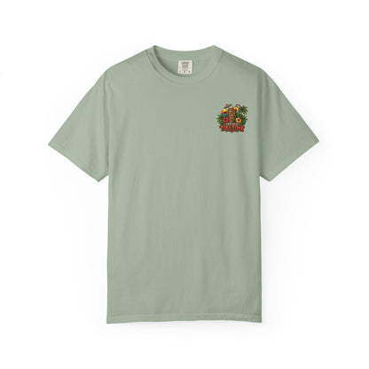 MENS TIKI BAR T-SHIRT — "Sun, Rum, Repeat" Tropical Tiki Paradise
