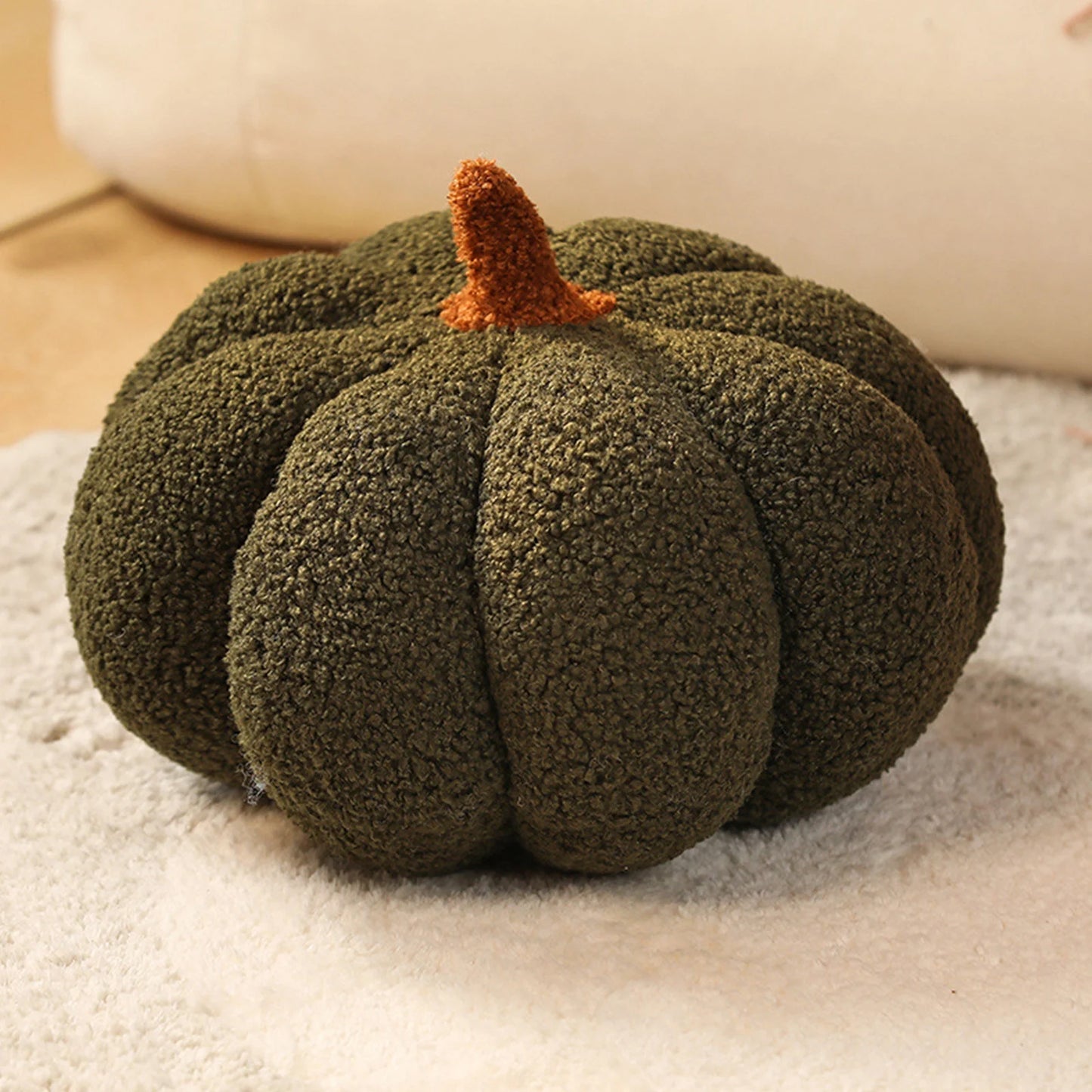 Pumpkin Throw Pillows, Soft Sherpa Pumpkin Pillows Plush Toy, Halloween Fall Pillow Cute 3D Pumpkin-Shaped Plush Cushion, Fall Decorative Fluffy Throw Pillow Cushion (Black, 7.9In)