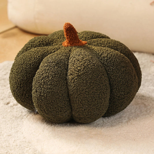 Pumpkin Throw Pillows, Soft Sherpa Pumpkin Pillows Plush Toy, Halloween Fall Pillow Cute 3D Pumpkin-Shaped Plush Cushion, Fall Decorative Fluffy Throw Pillow Cushion (Black, 7.9In)